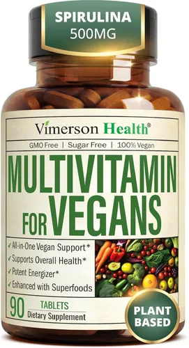 Multivitamínico vegano para mujeres y hombres, multivitaminas esenciales y multiminerales, 90 tabletas con vitamina B12, A, D, C, zinc, magnesio y