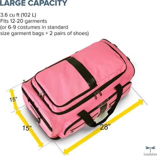Miniatura 3 de Travolution Dance Bag with Garment Rack, 28 Inch Rolling Duffel With Wheels, Ideal for Competitions & Travel, Easy-assembly Lightweight Aluminum