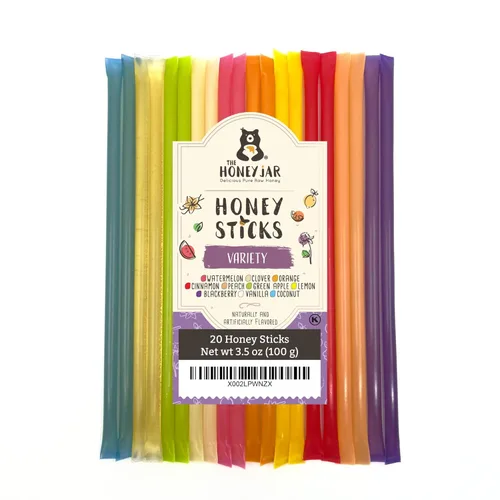 Miniatura 12 de The Honey Jar Palitos de miel lisos, pajitas de miel pura para el té, café o un placer saludable, una cucharadita de miel saborizada por barra