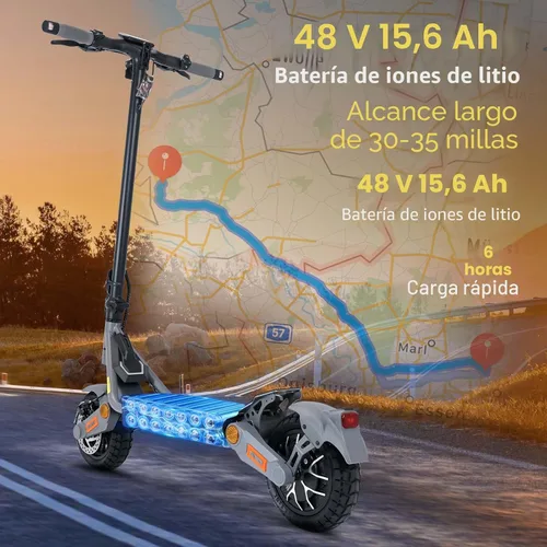 Miniatura 4 de Scooter eléctrico para adultos, 5600 W/1500 W/1200 W/800 W, scooter eléctrico rápido, 46/40/35 MPH velocidad máxima, batería de 27 Ah/20.8 Ah/15.6