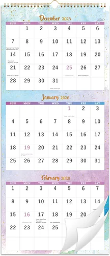 Calendario de pared 2025 – Calendario de pared de 3 meses (plegado en un mes), enero de 2025 a diciembre de 2025, 11.25 x 26 pulgadas, calendario de