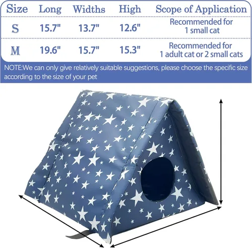 Miniatura 6 de Fhiny Refugio para Gatos Callejeros, Casa Impermeable para Gatos de Exterior Plegable Cueva Cálida para Mascotas para Invierno Cama de Tienda