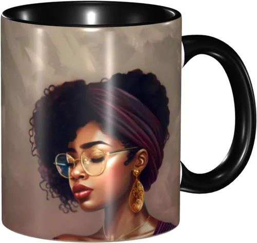 Miniatura 11 de Taza de café, taza de té para mujeres y niñas, taza de diseño único, perfecta para regalos, mujeres afroamericanas afro