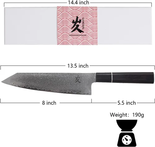 Miniatura 2 de SAMCOOK Cuchillo Kiritsuke de chef - Cuchillo profesional de 8 pulgadas de damasco afilado - Cuchillo de cocina Gyuto de acero inoxidable VG-10