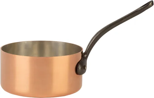 Miniatura 6 de cacerola de cobre estañado y mango de hierro fundido cazuela tradicional de cobre macizo de Francia 0.6 cuartos de galón
