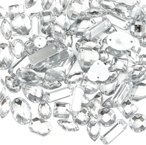 Miniatura 12 de 230 piezas de diamantes de imitación de forma mixta, piedras acrílicas con parte trasera plana, piedras de diamante para manualidades, manualidades