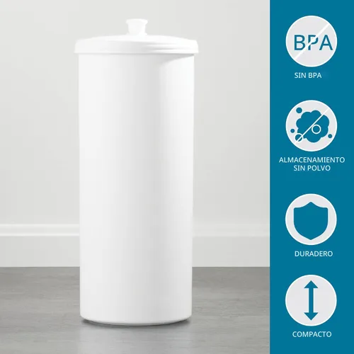 Miniatura 6 de iDesign Soporte Independiente para Almacenamiento de Papel Higiénico de Baño con Tapa para 3 Rollos Extra, Blanco Con tapa, para 3 rollos