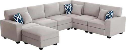 Miniatura 9 de Legend Vansen - Sofá modular en forma de U con otomano, reversible, moderno, de esquina, seccional para sala de estar