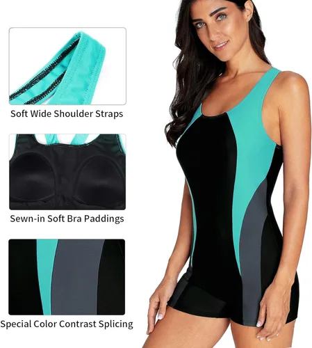 Miniatura 5 de CharmLeaks Traje de baño de una pieza para mujer, traje de baño atlético de regazo
