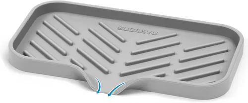 Miniatura 7 de SUBEKYU Bandeja de jabón de cocina de silicona, bandeja para fregadero para encimera de cocina/botellas de jabón, soporte de esponja y organizador