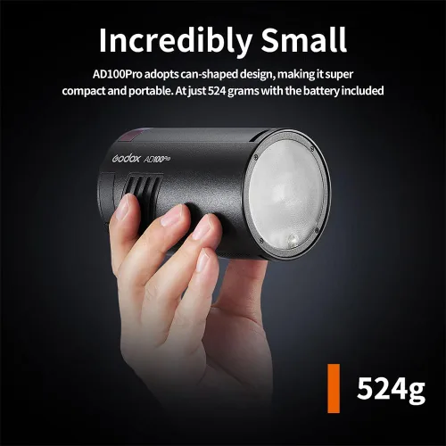 Miniatura 3 de Godox AD100 Pro Godox 100Ws Pocket Flash Strobe - Sistema inalámbrico X 2.4G, iones de litio de 2600 mAh (360 flashes), 1/8000s HSS, reciclaje