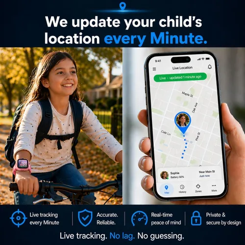 Miniatura 4 de Smart Watch – Mejor reloj telefónico seguro para niños, seguimiento GPS de precisión en tiempo real, llamadas, mensajes de texto, seguimiento de Rosa