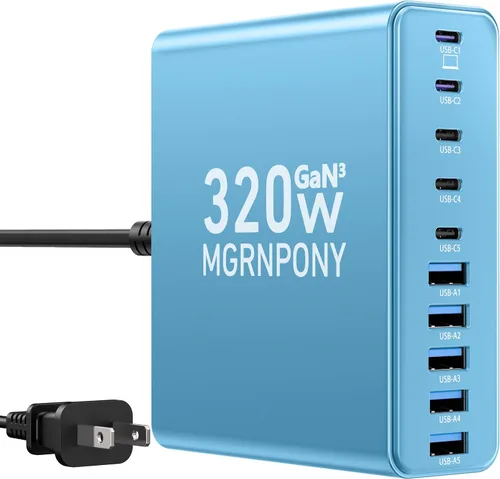 Miniatura 9 de Bloque de Cargador USB C de 320W, Estación de Carga de 10 Puertos USB C GaN III PD 65W Adaptador de Carga Rápida para Laptop para MacBook Pro/Air