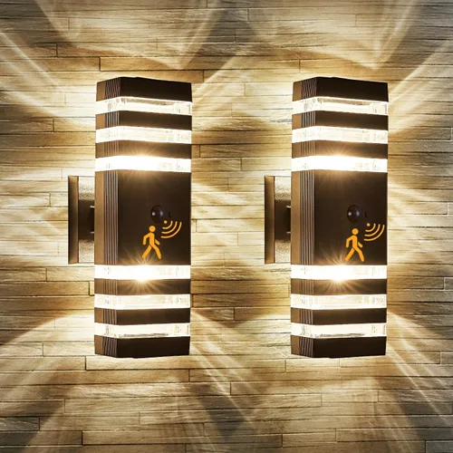 Miniatura 10 de Lámpara de pared con sensor de movimiento para exteriores, luces de porche arriba y abajo, moderna, del atardecer al amanecer, aplique exterior