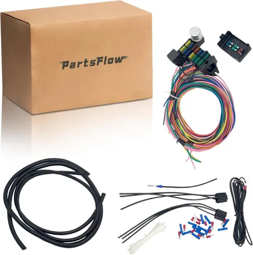 Miniatura 45 de PartsFlow Arnés de cableado universal extra largo de 12 circuitos Street Hot Rod Wire para Chevrolet Chevy Mopar para Ford Muscle Car, arnés
