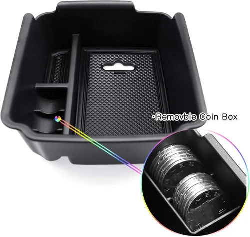 Miniatura 4 de SKTU Organizador de consola central compatible con Tiguan Allspace LWB 2018-2020, inserción de accesorios ABS negro, bandeja de materiales negros