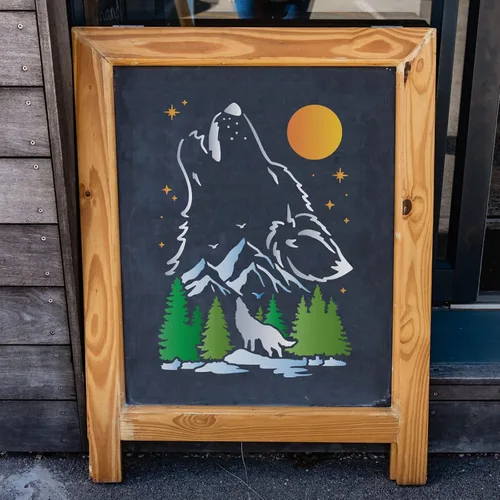 Miniatura 7 de FINGERINSPIRE Plantillas de decoración de lobo, plantillas de plástico de 11.7 x 8.3 pulgadas para dibujar con luna y montaña, tamaño A4