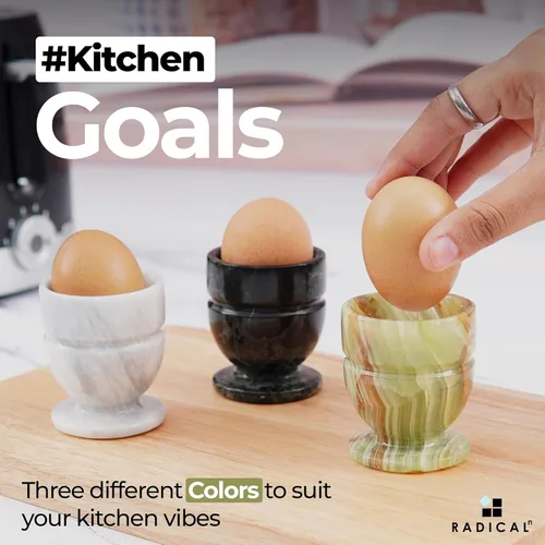 Miniatura 3 de Radicaln Huevos de mármol de 2.5 pulgadas, negro, hecho a mano, soporte para huevos, encimera, ideal para huevos hervidos, juego de tazas y soporte