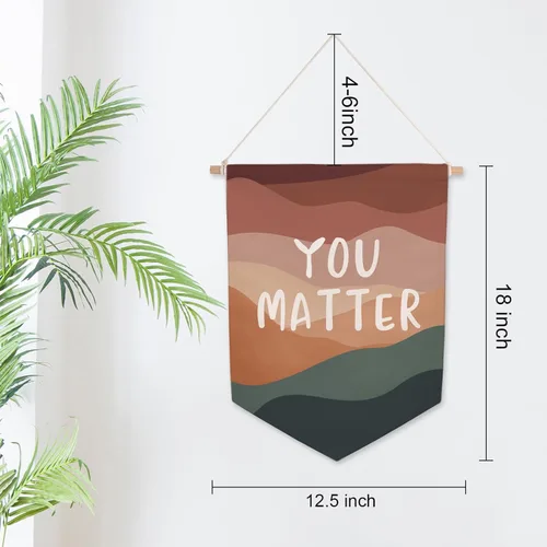 Miniatura 3 de Bandera Colgante de Pared "You Matter", Arte de Afirmaciones, Arte de Salud Mental, Decoración de Habitación de Consejero Escolar, Herramienta