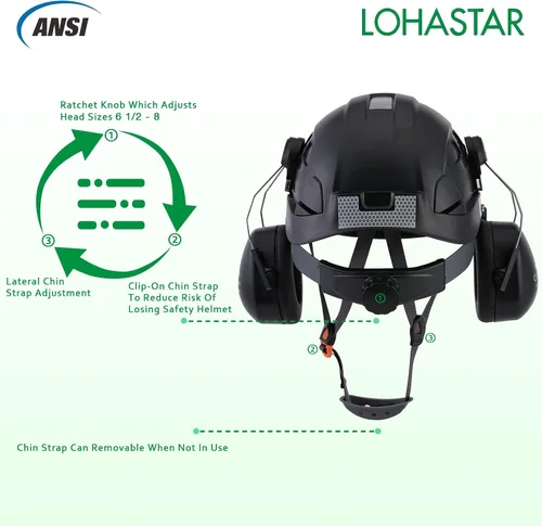 Miniatura 5 de Safety Helmet Hard Hat with Visor and Hearing Protection Vented ANSI Z89.1 Approved Work Helmet for Forestry Chainsaw Arborist Logging Helmet