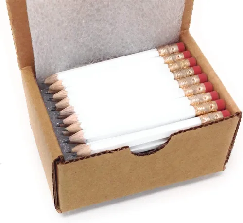 Lápices con borrador – Golf, banco, corto, mini, no tóxicos, hexagonales, afilados, #2, color blanco, caja de 72, lápices de bolsillo TM