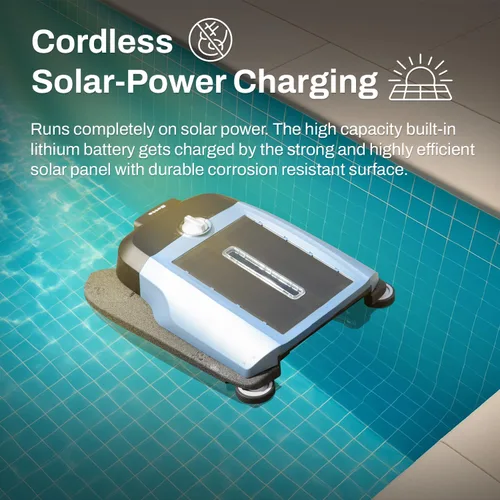Miniatura 2 de Betta Skimmer robótico flexible para piscinas con energía solar, inalámbrico con modos de limpieza duales, protección de piscina suave al tacto. Azul