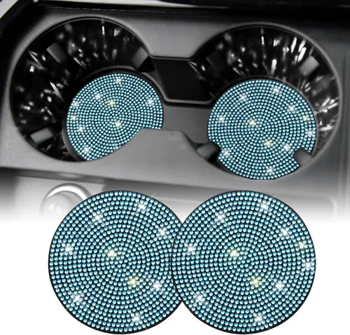 Miniatura 16 de SINGARO - Posavasos brillantes para automóvil, 4 posavasos antideslizantes universales, decorativos e integrados, accesorios para interiores de Rojo