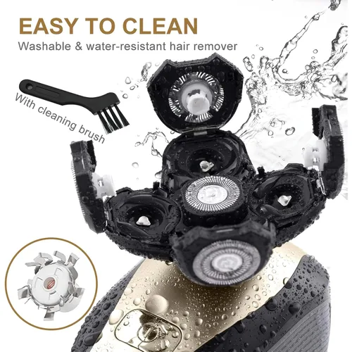 Miniatura 5 de Telfun - Afeitadoras de cabeza eléctricas 5 en 1 para hombres calvos, 100% impermeable, afeitado húmedo y seco, 5 cabezales de doble pista, captura