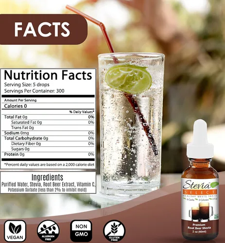 Miniatura 6 de Stevia Drops Hazelnut, Plain Natural, & Root Beer Stevia Select Keto Coffee Sugar-Free Stevia Flavors Bundle (3) Pack