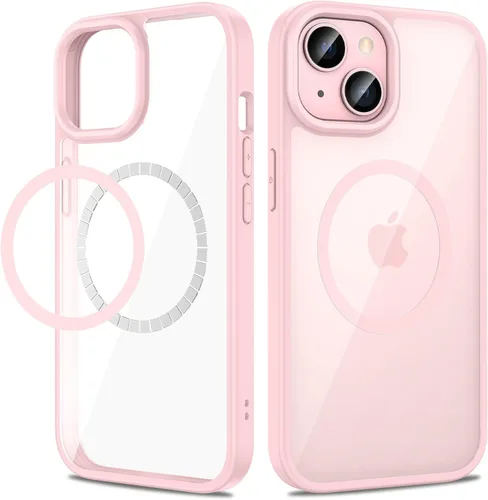 Miniatura 12 de VEGO Funda para iPhone 13 y iPhone 14, con imanes integrados, parte trasera de policarbonato duro transparente + funda delgada de TPU suave