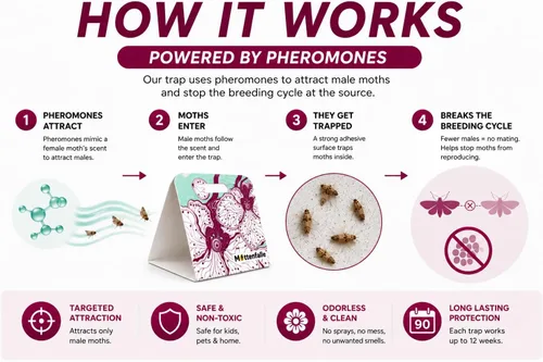 Miniatura 4 de Mottenfalle Clothes Moth Traps paquete de 6 - Trampas para polillas Prime seguras no tóxicas ecológicas con feromonas herramienta adhesiva pegajosa