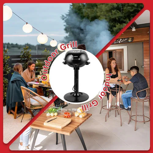 Miniatura 5 de Parrilla eléctrica, CUSIMAX - Parrilla eléctrica para interiores y exteriores de 1600W portátil con tapa para uso en interiores y exteriores, calor