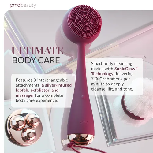 Miniatura 2 de PMD Beauty Clean Body - Elecrtic Smart Cleansing Device with Silicone Brush & Three Interchangeable Attachments to Cleanse, Exfoliate, & Massage Body