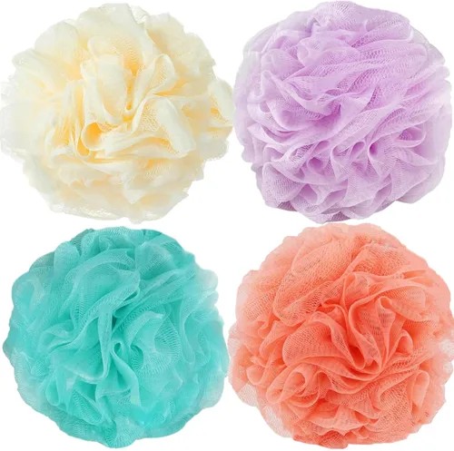 Fu Store Esponja de Lufa para Ducha Lufas 70g Esponjas de Baño Bolas de Malla 4 Colores para Exfoliante Corporal Exfoliador Lavado de Espalda