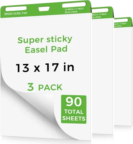 Mini caballete pegajoso de 13 x 17 pulgadas, paquete de 3 hojas de papel de anclaje para profesores, papel autoadhesivo con parte trasera adhesiva