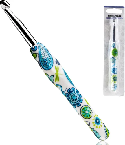 Miniatura 11 de 2.25mm Gancho de Ganchillo Looen, Mango Ergonómico para Manos Artríticas, Agujas de Tejer de Goma Suave Extra Largas para Principiantes de Crochet