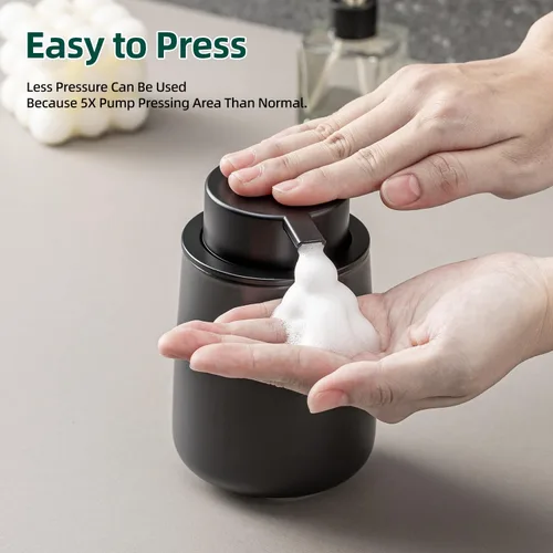 Miniatura 2 de Dispensador de jabón espumoso negro, dispensador de jabón de manos de espuma de cerámica moderno, dispensador de jabón de manos de 12 onzas