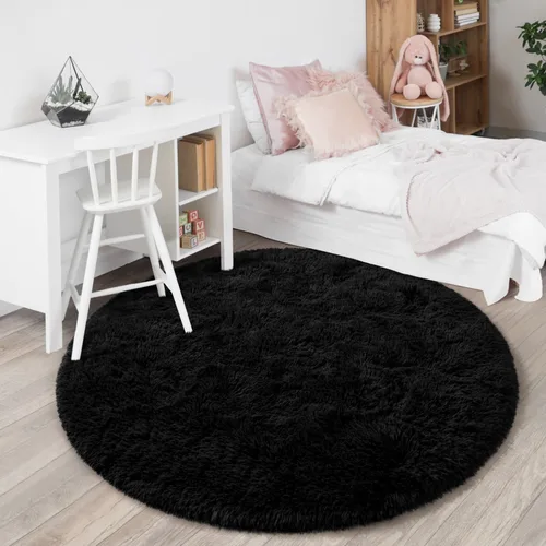 Miniatura 6 de Alfombra Redonda para Dormitorio, Alfombras de Área Circulares Suaves y Esponjosas de 4x4 pies para Cuarto de Niños y Niñas, Habitación Infantil