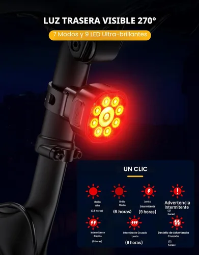 Miniatura 3 de Zewdov Super Bright Bike Lights for Night Riding, Adjustable Modes Bicycle Lights Front and Rear, Rechargeable & IP65 Waterproof Bike Headlight and