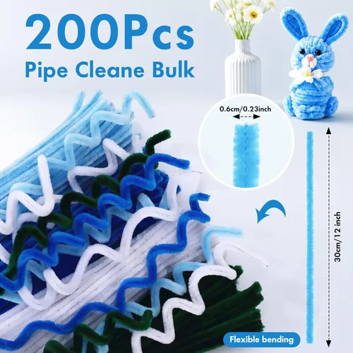 Miniatura 2 de Yunsailing 200 limpiapipas de 0.236 in x 12 pulgadas, tallos de felpilla limpiadores de tuberías, suministros de arte, suministros de arte