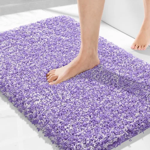 Miniatura 160 de Yimobra Alfombra de baño de felpa esponjosa, súper lanuda suave, cómoda, antideslizante, absorbente de agua, alfombra de baño de microfibra que se