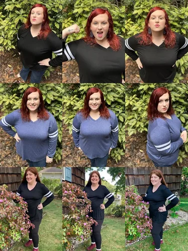 Miniatura 5 de DOLNINE Camisetas de talla grande para mujer, de manga larga, cuello en V, estilo casual, a rayas, túnica