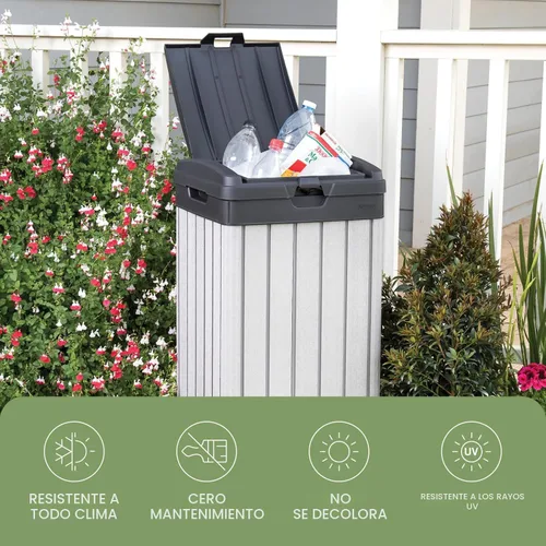 Miniatura 12 de Keter Rockford - Bote de basura de resina de 38 galones para cocina al aire libre con tapa y bandeja de goteo para una fácil limpieza, perfecto