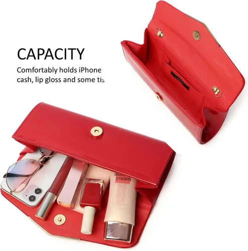 Miniatura 6 de Bolso de mano de cuero de charol para mujer, elegante bolso cruzado para el hombro, bolso para Navidad, boda, fiesta, baile de graduación