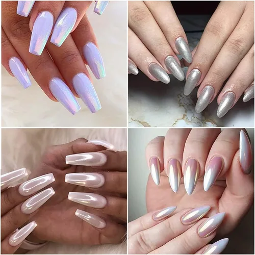 Miniatura 4 de 1 caja de uñas láser con purpurina de pavo real, polvo láser, polvo para uñas, pigmento cromado, oro rosa, plata, mezcla de uñas, lentejuelas