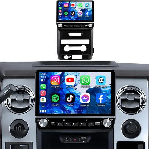 Para Ford F150 Radio 2009-2014: Estéreo de pantalla táctil QLED, CPU de 8 núcleos 4+64G, Carplay Android Auto, compatible con actualización OTA,