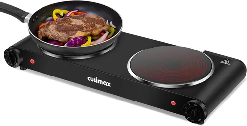Miniatura 9 de CUSIMAX estufa eléctrica portátil, 1200 W, infrarroja, una hornilla, se calienta en segundos, 7 pulgadas de vidrio cerámico, para dormitorio