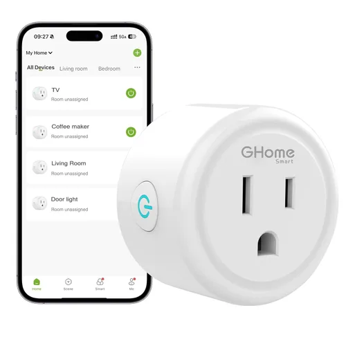 Miniatura 10 de GHome Smart Enchufe pequeño, enchufe inteligente WiFi funciona con Alexa y Google Home, toma de temporizador con control de aplicación, enchufes
