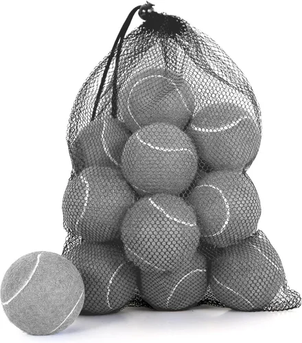 Miniatura 15 de Juego de 12/18 pelotas de tenis para entrenamiento, juego para perros y práctica con bolsa de malla para transporte y entrenamiento