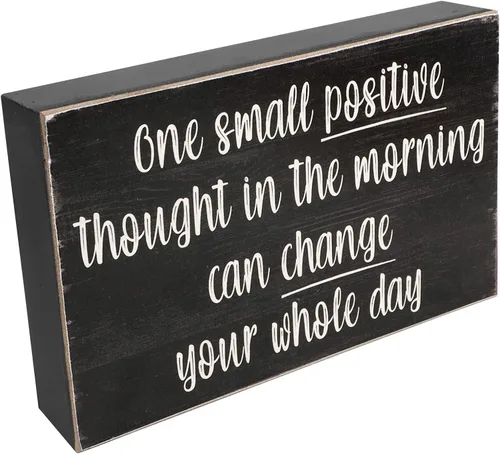 Miniatura 6 de Esur Positive Thought - Decoración de madera para escritorio de oficina en casa, estante inspirador, accesorios de decoración de pared para mujeres